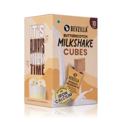 Bevzilla Butterscotch Instant Milkshake 10 Cubes Pack with Organic Date Palm Jaggery, Zero Refined Sugar, No Preservativ