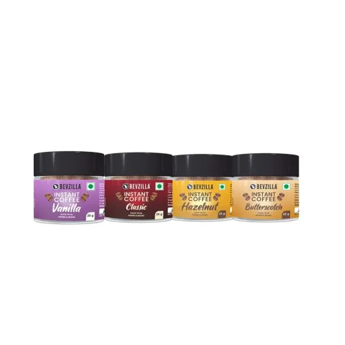 Image of Bevzilla Flavoured Instant Coffee Powder (25g * pack of 4)