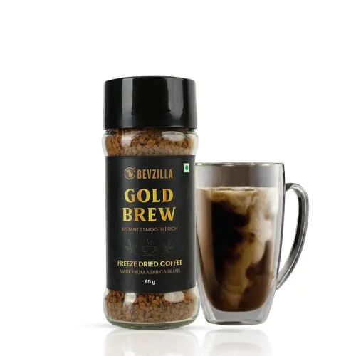 Image of Bevzilla Gold Brew Instant Freeze Dried Coffee Powder – 95g Jar |Arabica Coffee | Best for Hot & Cold Brews | Best for E