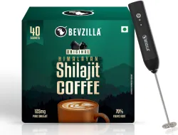 Bevzilla Himalayan Shilajit Coffee Powder with Rechargeable Frother | 40 Sachets × 2.5 g (100 g)