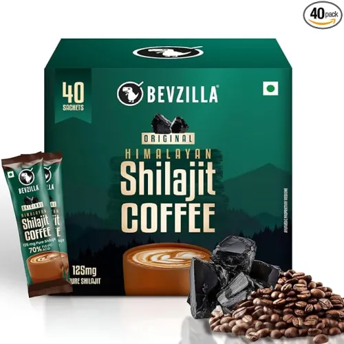 Image of Bevzilla Himalayan Shilajit Coffee Powder Sachets | 100g (40 Sachets x 2.5g) | 70% Fulvic Acid | Energy & Stamina Booste