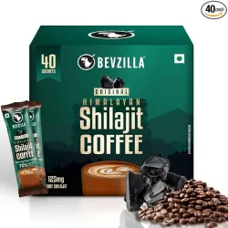 Bevzilla Himalayan Shilajit Coffee Powder Sachets | 100g (40 Sachets x 2.5g) | 70% Fulvic Acid | Energy & Stamina Booste
