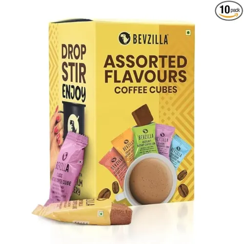 Image of Bevzilla 10 Assorted Instant Coffee Cubes Pack with Date Palm Jaggery, 4 Flavours, Arabica Coffee, Zero Refined Sugar, R