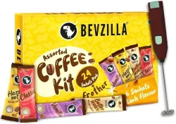 Bevzilla Instant Coffee Gift Box (24 Assorted Sachets + Frother)