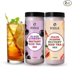 Bevzilla Instant Ice Tea Powder (Blackcurrant & Peach, 400g x2)