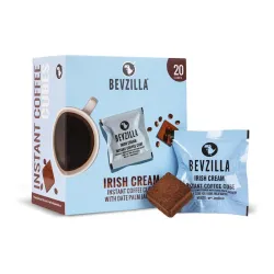 Bevzilla 20 Irish Cream Instant Coffee Cubes |Made with Date Palm Jaggery & Arabica Beans | Zero Refined Sugar | Real In