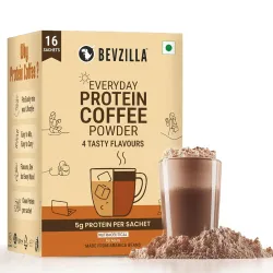 Bevzilla Everyday Protein Instant Coffee Powder Sachets |160 GM(16x10g)| 5g Protein Each | Arabica Coffee | No Added Sug