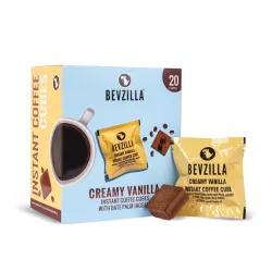 Bevzilla 20 Creamy Vanilla Flavor Instant Coffee Cubes | Made with Date Palm Jaggery & Arabica Beans | No Refined Sugar 