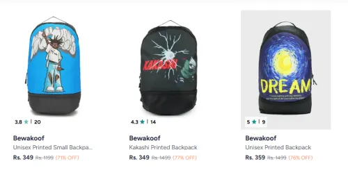 Image of Bewakoof Backpacks Up to 77% Discount