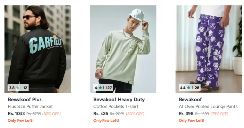 Image of Bewakoof Men's Clothing Up to 80% Discount