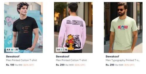 Image of Bewakoof Men's Cotton T-shirt Upto 85% OFF
