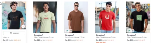 Image of Bewakoof Men's t-shirts starting at ₹199