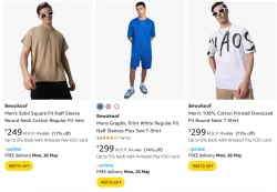 Bewakoof Mens Oversized T-shirts at minimum 73% Discount