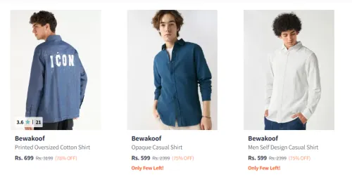 Image of Bewakoof Men's Shirts upto 78% Discount