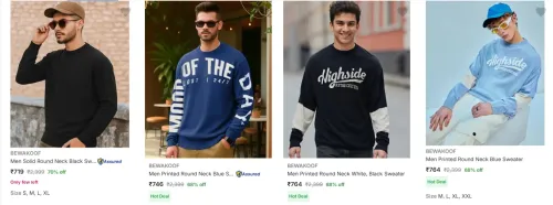 Image of Bewakoof Men's Sweaters upto 70% Discount