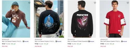 Image of Bewakoof Men's Sweatshirts upto 78% Discount
