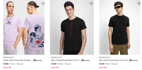 Image of Bewakoof Men's T-Shirts upto 78% Discount
