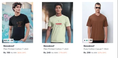Image of Bewakoof Men's T-shirts up to 80% Discount