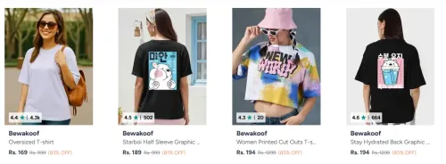 Image of Bewakoof women's T-Shirts Starting ₹169