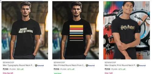 Image of Bewkoof Men T-shirt Starting @ ₹299