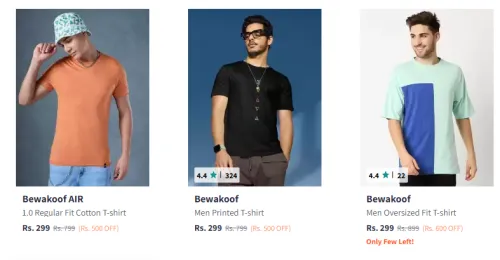 Image of Bewkoof Men T-shirt Starting @ ₹299
