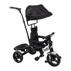 BeyBee| Beta Secure Baby Tricycle for Kids with Sun Canopy & Parents Handle and Also with a Storage Basket Back Side | Color Wheels for Boys and Girls for Age 1 to 5 yrs (Black)