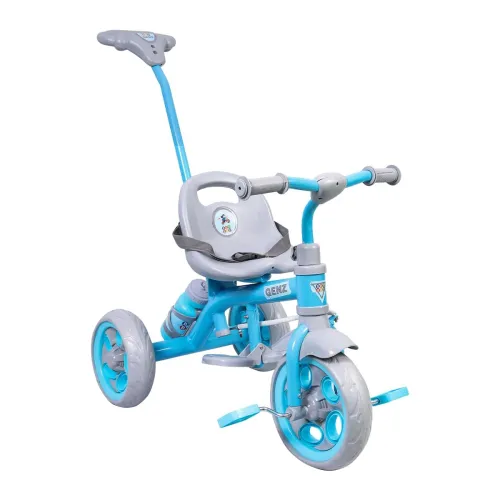Image of BeyBee GenZ Secure Baby Tricycle with Seat Belt, Water Bottle, Parent-Push Handle| Kids Tricycle (Blue)