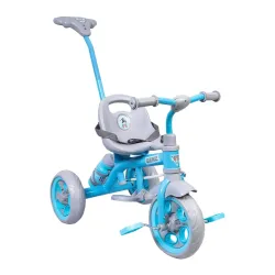 BeyBee GenZ Secure Baby Tricycle with Seat Belt, Water Bottle, Parent-Push Handle| Kids Tricycle (Blue)