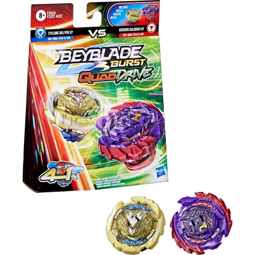 Image of Beyblade Burst QuadDrive Berserk Balderov B7 and Cyclone Belfyre B7 Spinning Top
