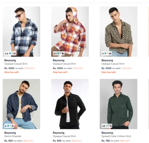 Image of Beyoung Men's Shirts Upto 72% Discount