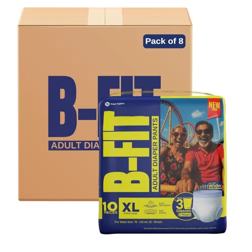 Image of B-Fit Regular Adult Diaper XL Size Pants | 80 Count (Extra Large) | Waist 30-56 inch | Unisex | Leakproof | Even Absorpt