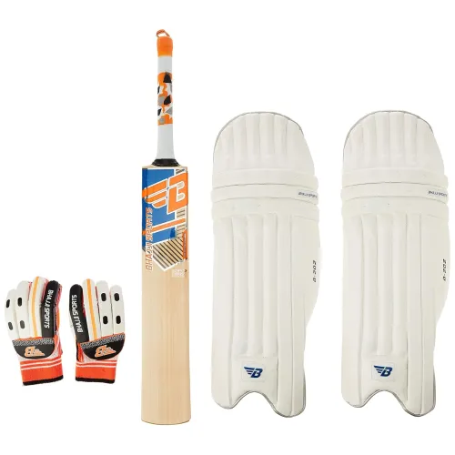 Image of BHAJJI Kashmiri Willow Cricket BAT T20 5.0 with BHAJJI Batting Gloves 202 Mens and Batting PAD 202