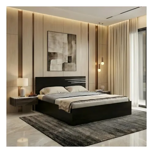 Image of Bharat Lifestyle Amsterdam Engineered Wood Queen Bed Without Storage 72x60 Inch Mattress Size