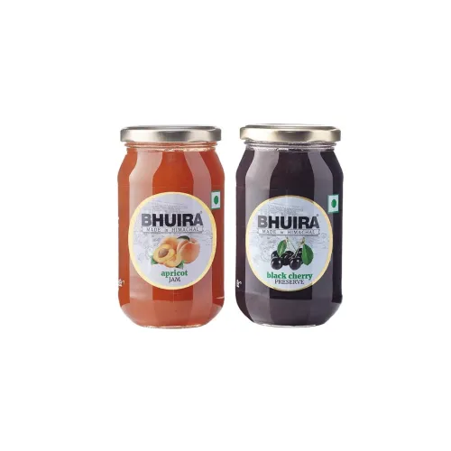 Image of Bhuira| All Natural Jam Black Cherry Preserve & Apricot -240g Each| No Added preservatives|No Artifical Color Added|Pack