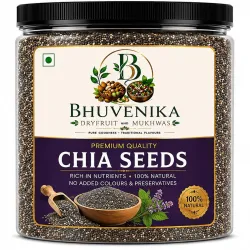 Bhuvenika Dry Fruits & Mukhwas Premium Chia Seeds 1Kg | Natural Hydrator for Summers | High Protein & High Fibre Seeds for Eating