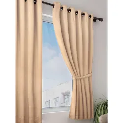 BIANCA Satin Blackout Light Blocking & Soundproof Curtain -1pc 5 Feet (Blackout) Window Plain-dk.Gold