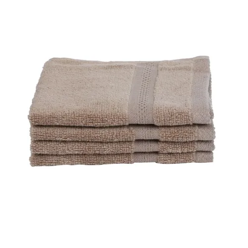 Image of BIANCA Set Of 4 Beige Solid Pure Cotton 500 GSM 