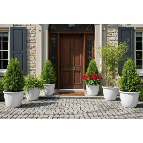 Image of Bianco Dure Plastic Flower Pot 10-Inch Pack of 6