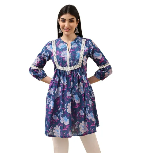 Image of BIBA Cotton Printed A-Line Casual Kurtis