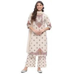 BIBA Cotton Printed Straight Casual Kurta With Palazzo And Dupatta