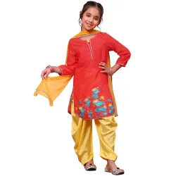 BIBA Girls Cotton Printed Straight Suit Set