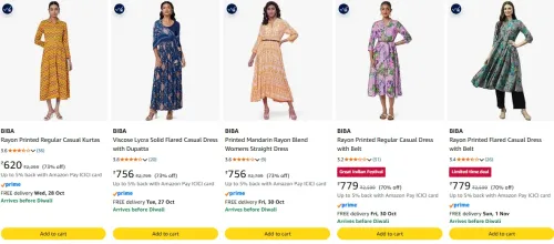 Image of BIBA women's Dress at minimum 70% Discount