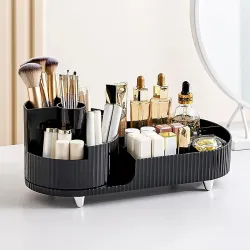 BIG MAKE UP BOX Rotating Makeup Organiser,compartment Cosmetic Storage,Storage of Skin Care Products, Lipstick, Perfume, Eye Shadow Brush,be Placed in the Bedroom-Black