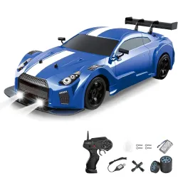 Big Remote Control Car – Blue | 2.4G Rechargeable Remote Control Drift Car with 150m Range | Smoke Effect, LED Lights & Music | High-Speed | Best Gift for Boys & Girls 2 3 4 5 6 7 8+ Years