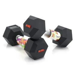 BIGBULL Rubber Hex Dumbbells (2.5kg x2, Total 5kg, Black)