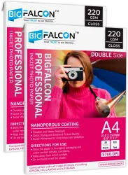 BIGFALCON Professional A4 Double Sided Glossy Inkjet Photo Paper 220 GSM (40 Sheets) Unruled A4 (8.5x11 inch) 220 gsm Ph