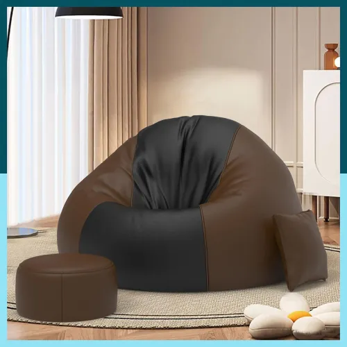 Image of Biggie Bean Bag 4XL Bean Bag Chair with Beans Filled-Bean Bag Sofa with Footrest-4XL Bean Bags