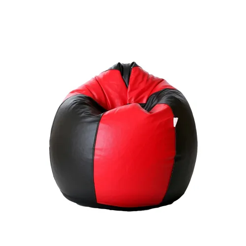 Image of Biggie Bean Bag Comfy Bean Bags Jumbo Bean Bag Filled with Beans Filler (Black and Red)