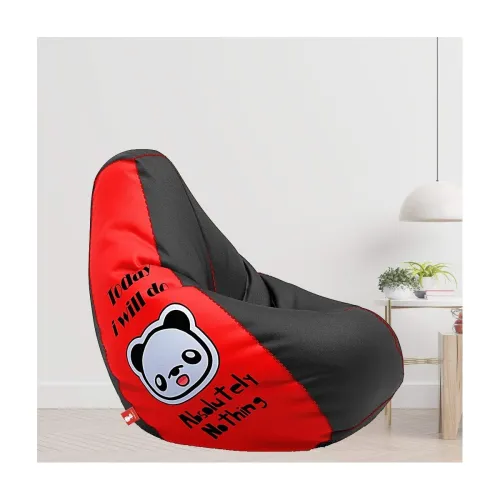 Image of BiggieBean Bag - Printed - 5XL - Bean Bag with Beans Filled - Absolutely Nothing - Black Red - for Adults - Max User Hei