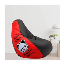 BiggieBean Bag - Printed - 5XL - Bean Bag with Beans Filled - Absolutely Nothing - Black Red - for Adults - Max User Hei